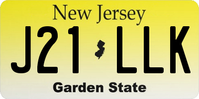 NJ license plate J21LLK