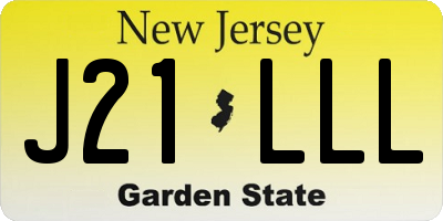 NJ license plate J21LLL