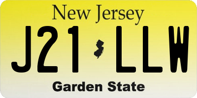 NJ license plate J21LLW