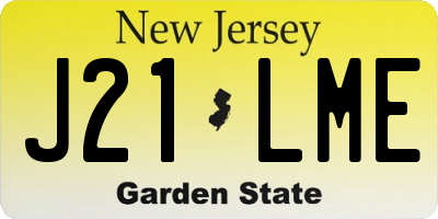 NJ license plate J21LME