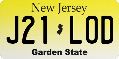 NJ license plate J21LOD