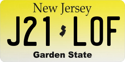 NJ license plate J21LOF