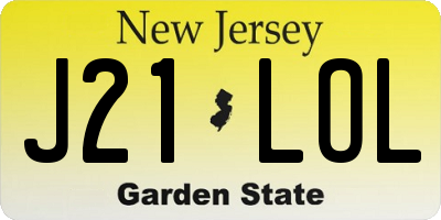 NJ license plate J21LOL