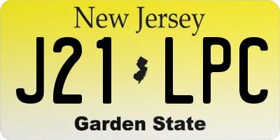 NJ license plate J21LPC