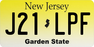 NJ license plate J21LPF