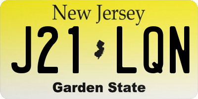 NJ license plate J21LQN