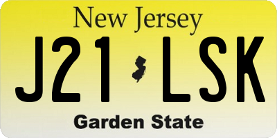NJ license plate J21LSK