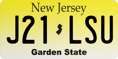 NJ license plate J21LSU