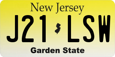 NJ license plate J21LSW
