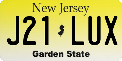NJ license plate J21LUX