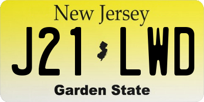 NJ license plate J21LWD