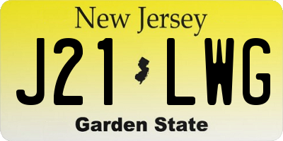 NJ license plate J21LWG