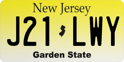 NJ license plate J21LWY