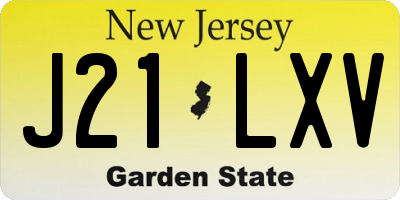 NJ license plate J21LXV