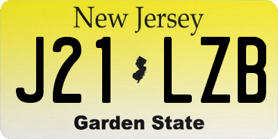NJ license plate J21LZB