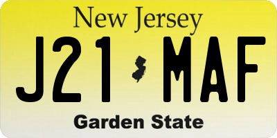 NJ license plate J21MAF