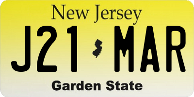 NJ license plate J21MAR