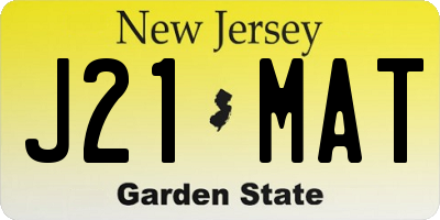 NJ license plate J21MAT