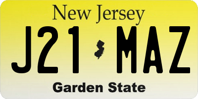 NJ license plate J21MAZ