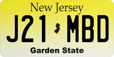 NJ license plate J21MBD