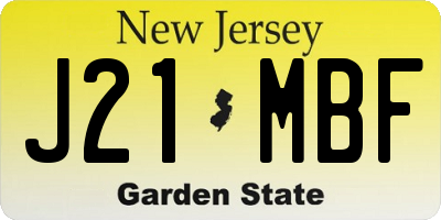NJ license plate J21MBF