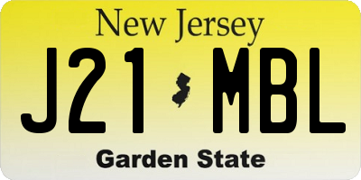 NJ license plate J21MBL