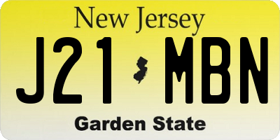 NJ license plate J21MBN