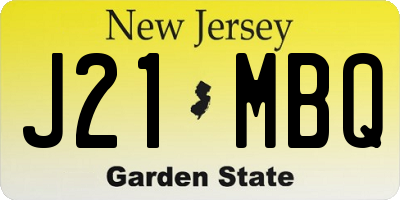 NJ license plate J21MBQ