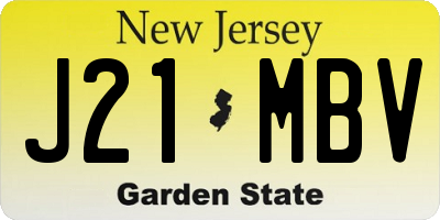 NJ license plate J21MBV