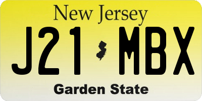 NJ license plate J21MBX