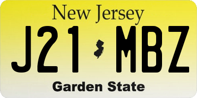 NJ license plate J21MBZ