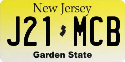 NJ license plate J21MCB
