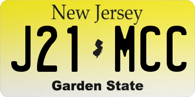 NJ license plate J21MCC