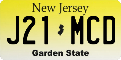 NJ license plate J21MCD