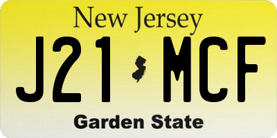 NJ license plate J21MCF