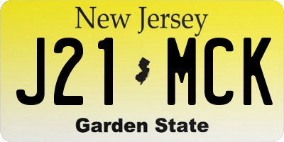 NJ license plate J21MCK