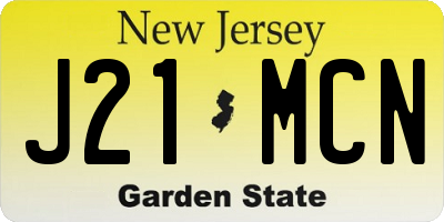 NJ license plate J21MCN