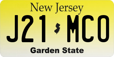 NJ license plate J21MCO
