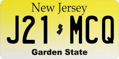 NJ license plate J21MCQ