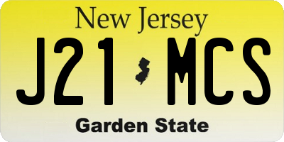 NJ license plate J21MCS