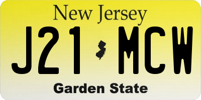 NJ license plate J21MCW