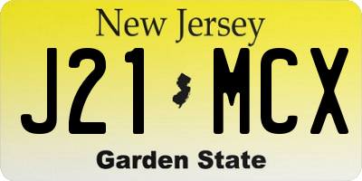 NJ license plate J21MCX