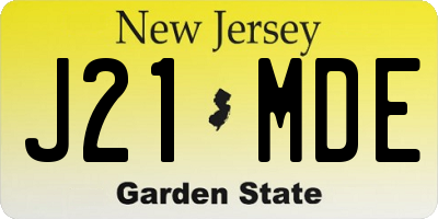 NJ license plate J21MDE