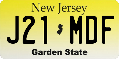NJ license plate J21MDF