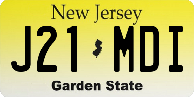 NJ license plate J21MDI