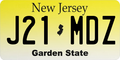 NJ license plate J21MDZ