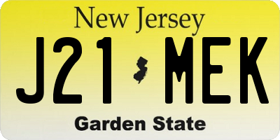 NJ license plate J21MEK