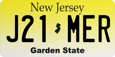 NJ license plate J21MER