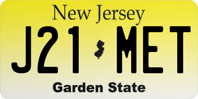 NJ license plate J21MET