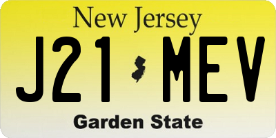 NJ license plate J21MEV